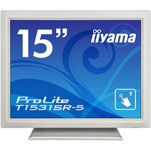 iiyama 15型タッチパネル液晶ディスプレイ ProLite T1531SR-5（抵抗膜方式／USB通信／シングルタッチ／防塵防滴／D-SUB／HDMI／DP） ホワイト