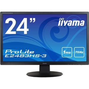 iiyama 24型ワイド液晶ディスプレイ ProLite E2483HS-3（フルHD／D-Sub／HDMI／DP／ブルーライトカット／フリッカーフリー） マーベルブラック