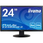 iiyama 24型ワイド液晶ディスプレイ ProLite E2483HS-3（フルHD／D-Sub／HDMI／DP／ブルーライトカット／フリッカーフリー） マーベルブラック