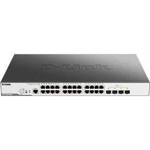 D-Link DGS-3000-28XMPL2+マネージドスイッチ、PoE+対応（最大370W給電）、10／100／1000BASE-Tポート×24、10GSFP+スロット×4（リミテッドライフタイム保証対象）