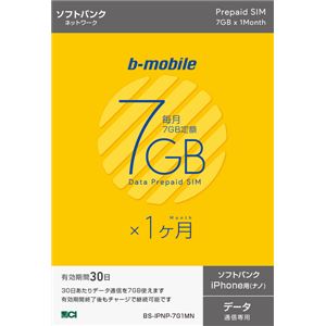 日本通信 b-mobile 7GB×1ヶ月SIMパッケージ（SB／ナノ／for iPhone）
