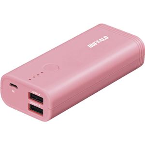 バッファロー（サプライ） モバイルバッテリー 5200mAh 2ポート ピンク