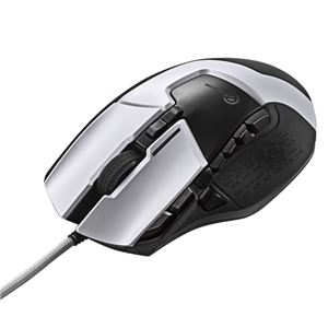 エレコム ゲーミングマウス／光学式／ハードウェアマクロ搭載／16000dpi／重量バランス調整可能／セラミックソール／13ボタン／有線／ホワイト