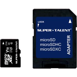 SUPERTALENT UHS-I microSDXCメモリーカード 256GB Class10SDXC変換アダプタ付