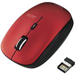 エレコム ワイヤレスBlueLEDマウス／静音5ボタン／2.4GHz／レッド