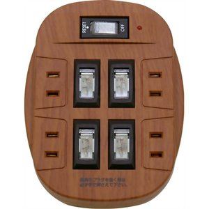 雷ガード付4口節電コンセント木目タイプ[ASW-014MO]