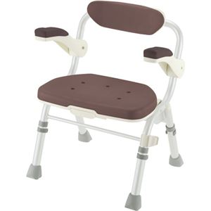 リッチェル 折りたたみシャワーチェア J型肘掛付 ブラウン