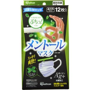 （まとめ買い）アイリスオーヤマ メントールマスク ペパーミント アロマオイル入りカプセル付 ふつうサイズ 12枚入×6セット