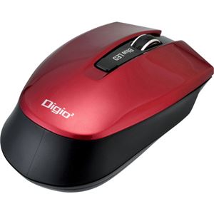 （まとめ買い）Digio2 3ボタン無線ブルーLEDマウス MUS-RKT98R レッド×2セット