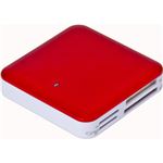 （まとめ買い）Digio2 USB2.0マルチカードリーダー・ライター アルミ/60メディア対応 CRW-6M58R レッド×3セット