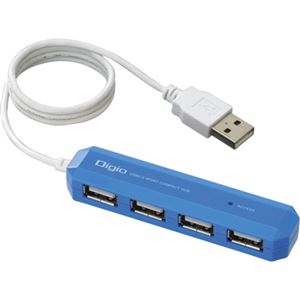 （まとめ買い）Digio2 USB2.0 4ポートハブ コンパクト&スリムタイプ UH-2214NULB ライトブルー×3セット