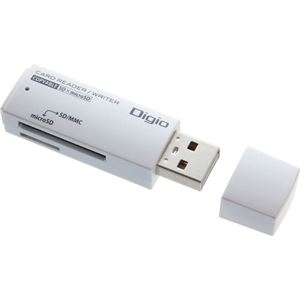 （まとめ買い）Digio2 USB2.0 SD/microSD専用カードリーダー・ライター CRW-SD42NW ホワイト×4セット