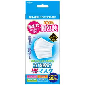 （まとめ買い）立体設計 ダブルワイヤーマスク 大人用サイズ 30枚入×6セット