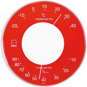 （まとめ買い）エンペックス セレナ・カラー温湿度計 LV-4355 レッド×2セット - 拡大画像