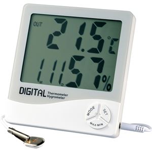 （まとめ買い）エンペックス デカデジV(デジタル湿度計/内外温度計/時計/カレンダー) TD-8130 ホワイト×2セット - 拡大画像