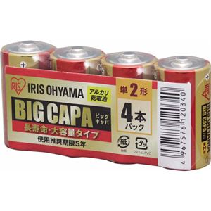 （まとめ買い）アイリスオーヤマ アルカリ乾電池 BIG CAPA 単2形 4本パック LR14IRB-4S×3セット