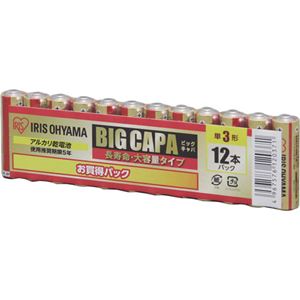 （まとめ買い）アイリスオーヤマ アルカリ乾電池 BIG CAPA 単3形 12本パック LR6IRB-12S×3セット