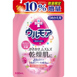 （まとめ買い）【数量限定】ウルモア 保湿入浴液 クリーミーローズの香り つめかえ用 530ml×6セット