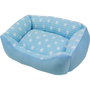 （まとめ買い）【数量限定】ペットプロ ドットメッシュリバーシブルベッド S ブルー×3セット