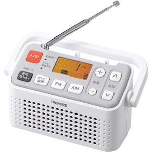 ツインバード 3バンドラジオ付ワイヤレス手元スピーカー AV-J125W ホワイト