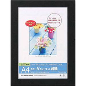 （まとめ買い）ナカバヤシ カラーVカットマット台紙 A4サイズ ブラック DGVM-A4-D×8セット - 拡大画像
