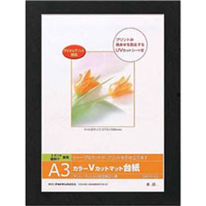 （まとめ買い）ナカバヤシ カラーVカットマット台紙 A3サイズ ブラック DGVM-A3-D×4セット - 拡大画像