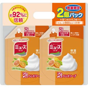 （まとめ買い）【数量限定】ミューズ 泡ハンドソープ フルーティフレッシュ つめかえ用大型サイズ 450ml×2個パック×6セット