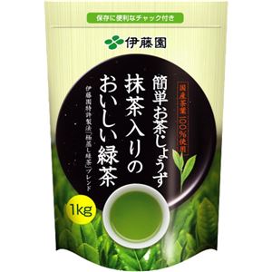 （まとめ買い）伊藤園 簡単お茶じょうず 抹茶入りのおいしい緑茶 1kg×12セット - 拡大画像