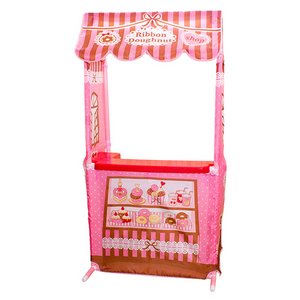 【お店屋さんごっこ】ままごとキッズテントのドーナツ屋さん リボンドーナツショップ カウンターテーブルセット なりたいナ！キッズシリーズ