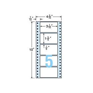 東洋印刷 ナナフォーム 連続ラベル Mタイプ 4_5/10×11インチ 5面 79×47mm MM4M 1箱(1000折:500折×2冊) - 拡大画像