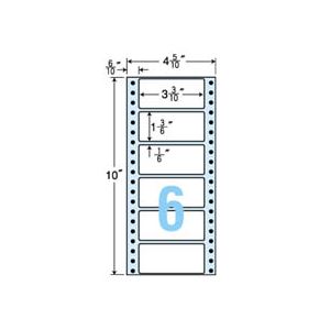 東洋印刷 ナナフォーム 連続ラベル Mタイプ 4_5/10×10インチ 6面 84×38mm MM4N 1箱(1000折:500折×2冊) - 拡大画像