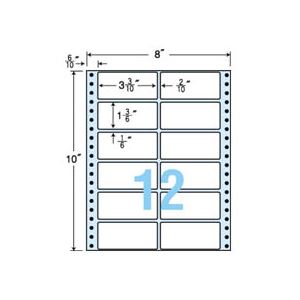 東洋印刷 ナナフォーム 連続ラベル Mタイプ 8×10インチ 12面 84×38mm MT8C 1箱(500折) - 拡大画像