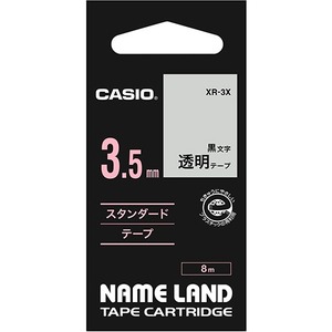 （まとめ） カシオ CASIO ネームランド NAME LAND スタンダードテープ 3.5mm×8m 透明／黒文字 XR-3X 1個 【×5セット】 - 拡大画像