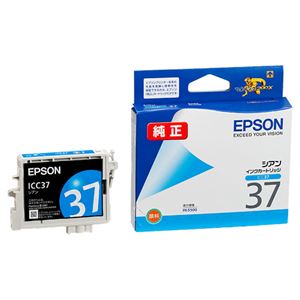 （まとめ） エプソン EPSON インクカートリッジ シアン ICC37 1個 【×4セット】 - 拡大画像
