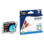 （まとめ） エプソン EPSON インクカートリッジ シアン ICC42 1個 【×4セット】