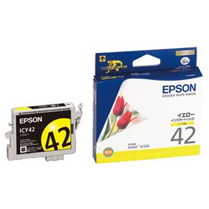 （まとめ） エプソン EPSON インクカートリッジ イエロー ICY42 1個 【×4セット】