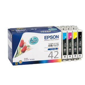 （まとめ） エプソン EPSON インクカートリッジ 4色パック IC4CL42 1箱（4個：各色1個） 【×3セット】 - 拡大画像