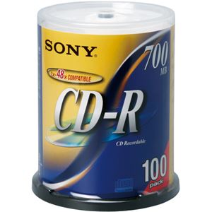 （まとめ） ソニー データ用CD-R 700MB 48倍速 シルバーレーベル スピンドルケース 100CDQ80DNS 1パック（100枚） 【×2セット】 - 拡大画像