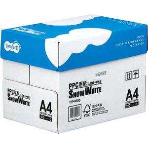 （まとめ） TANOSEE PPC用紙 SNOW WHITE A4 1箱（2500枚：500枚×5冊） 【×10セット】 - 拡大画像