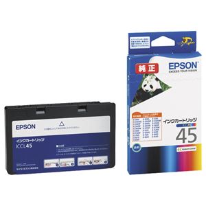 （まとめ） エプソン EPSON インクカートリッジ カラー（4色一体型） ICCL45 1個 【×3セット】 - 拡大画像
