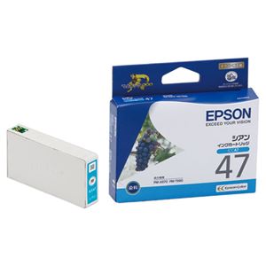 （まとめ） エプソン EPSON インクカートリッジ シアン ICC47 1個 【×4セット】 - 拡大画像
