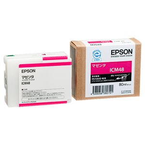 （まとめ） エプソン EPSON PX-P／K3インクカートリッジ マゼンタ 80ml ICM48 1個 【×6セット】 - 拡大画像