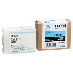（まとめ） エプソン EPSON PX-P／K3インクカートリッジ ライトシアン 80ml ICLC48 1個 【×6セット】 - 拡大画像