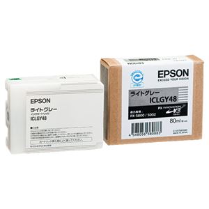 （まとめ） エプソン EPSON PX-P／K3インクカートリッジ ライトグレー 80ml ICLGY48 1個 【×6セット】 - 拡大画像