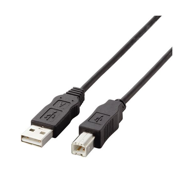 （まとめ） TANOSEE 簡易包装USBケーブル （A）オス-（B）オス ブラック 3.0m 1本 (×5セット) b04