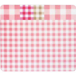 （まとめ） TANOSEE ECOマウスパッド（ギンガムチェック柄） ピンク 1枚 【×5セット】 - 拡大画像