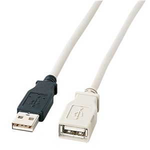 （まとめ） TANOSEE USB延長ケーブル （A）オス-（A）メス 2m 1本 【×5セット】 - 拡大画像