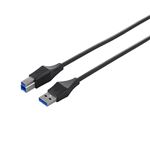 （まとめ） バッファロー ユニバーサルコネクター USB3.0 スリムケーブル （A）オス-（B）オス ブラック 1m BSUABSU310BK 1本 【×4セット】