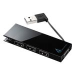 （まとめ） サンワサプライ ケーブル収納 USB2.0ハブ 4ポート ブラック USB-HMB406BK 1個 【×4セット】