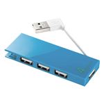 （まとめ） サンワサプライ ケーブル収納 USB2.0ハブ 4ポート ブルー USB-HMB406BL 1個 【×4セット】